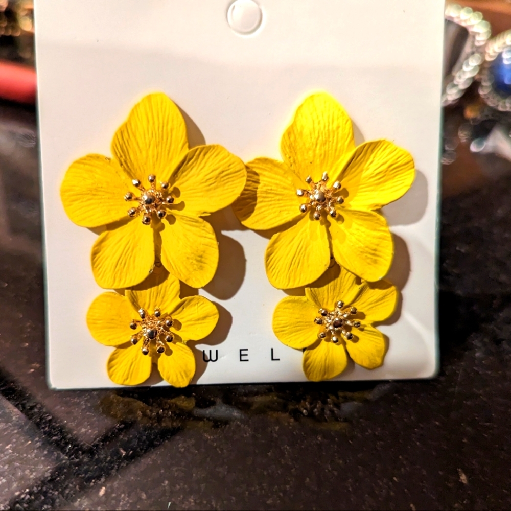 Yellow Flower Earrings